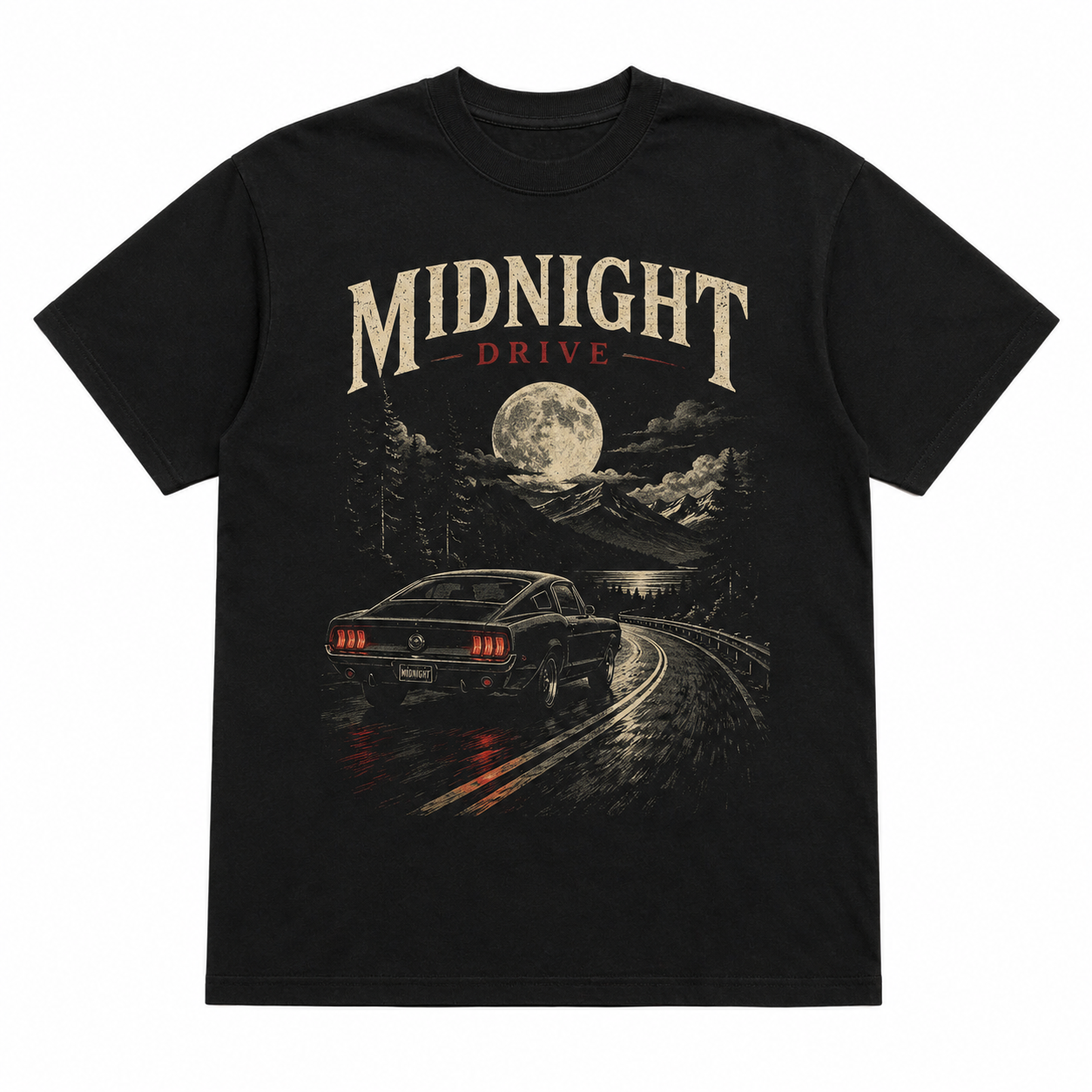 Clothing Bazaar Midnight Drive Vintage Graphic T-Shirt for Men & Women | Premium Cotton Round Neck Half Sleeve Casual Printed Tee